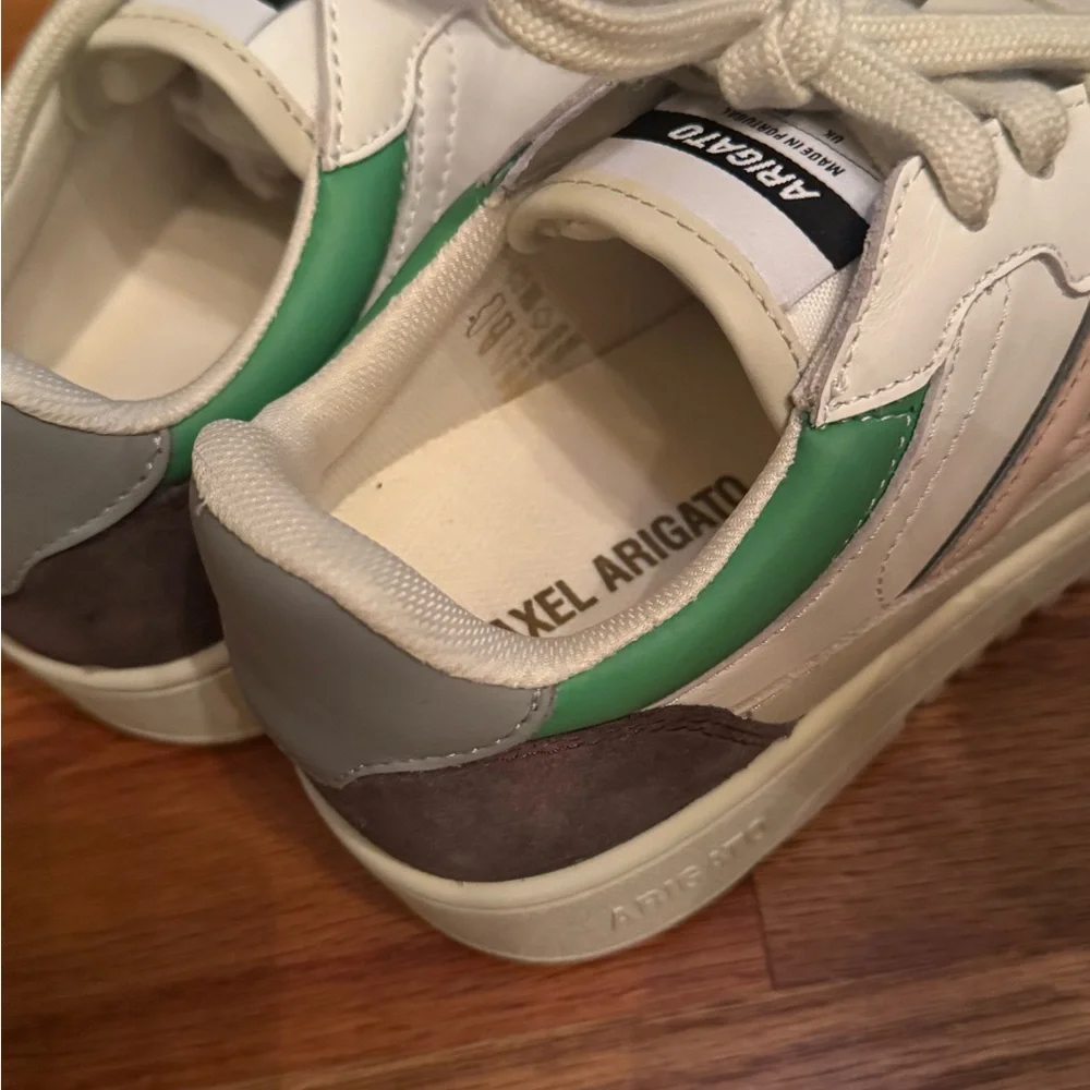 Axel Arigato White and Green Leather Sneakers